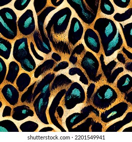 mythical animal print seamless pattern leopard bright
