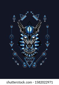 Mythical Anubis with Sacred Geometry magic astrology and alchemy 