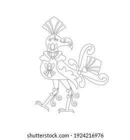 The mythical bird Hong. Pantheon of Thai deities. The concept of the sacredness of the ideas of southern Buddhism. Anti-stress coloring pages..