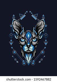 Mythical Blue Sphinx Cat Head 