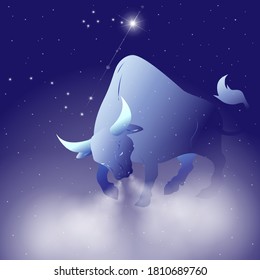 Mythical bull of the Yakuts, Personifying winter, cold, frost.Vector illustration
