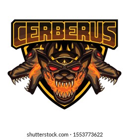 mythical cerberus for e-sport logo, mascot and print t-shirt illustration