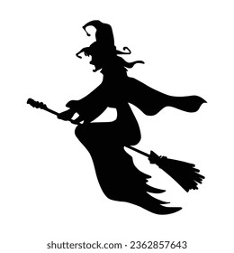 Mythical characters for Halloween. Magic female in witch hat. Terrifying sticker. Vector illustration outline of scary personage.