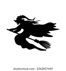 Mythical characters for Halloween. Magic female in witch hat. Terrifying sticker. Vector illustration outline of scary personage.