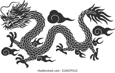 Mythical Chinese Dragon Vector Icon