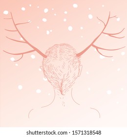mythical creature. head with horns. fantastic illustration