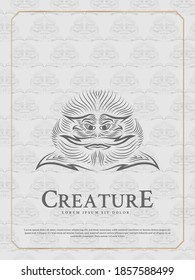 Mythical creature illustration with line art concepts, can be used for logo, identity, tattoo, t-shirt design, card, poster or wallpaper