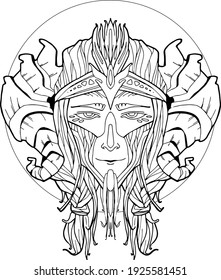 mythical creature mask with horns