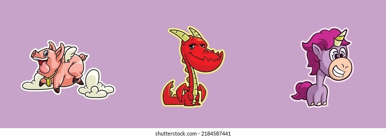Mythical Creature Pig Dragon Unicorn Vector