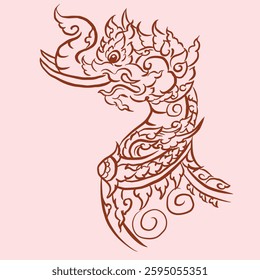 Mythical creatures of Thai art vector for illustration, decoration, card