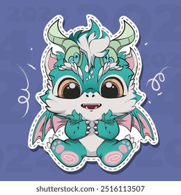 Dragón mítico. Adorable y salvaje, con ojos grandes y una disposición juguetona