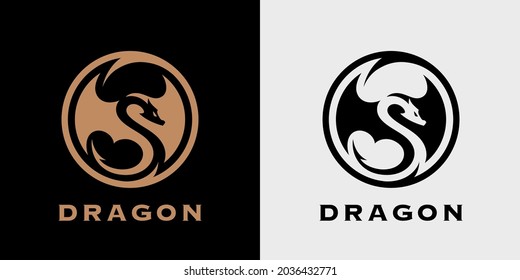 Mythical dragon symbol. Mythological beast logo icon. Vector illustration.