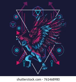 mythical eagle in sacred geometric style