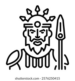 Mythical god icon in linear style 