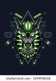 Mythical green anubis with geometric pattern 