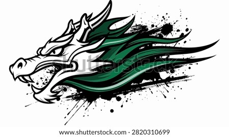 Mythical green dragon head mascot for esports branding and gaming logos.