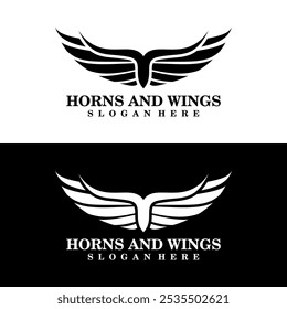 Mythical Horns and Wings Logo Vector art