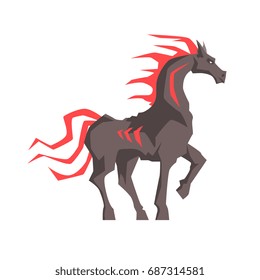 Mythical horse with a red mane vector Illustration