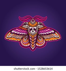 mythical moth skull design illustration