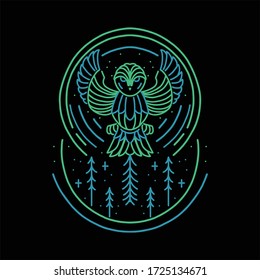 mythical owl line art illustration vector design