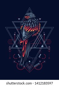 Mythical parrot with sacred geometry pattern