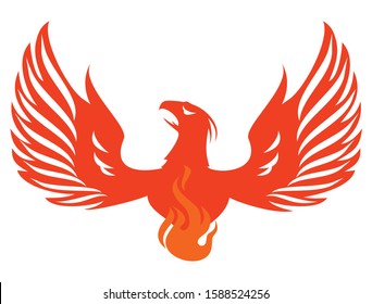 mythical Phoenix bird on fire vector illustration