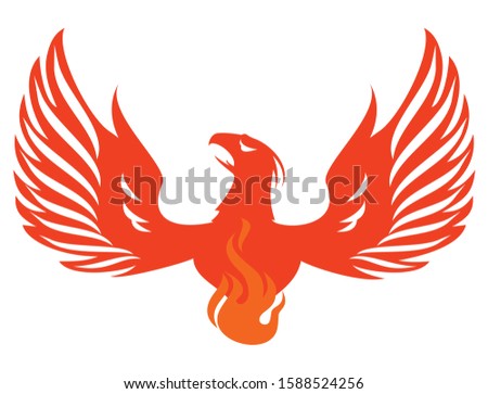 mythical Phoenix bird on fire vector illustration