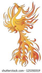 Mythical phoenix bird vector illustration