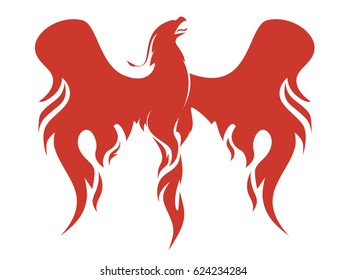 the mythical Phoenix spreading its fiery wings vector illustration