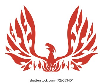 the mythical Phoenix spreading its fiery wings vector illustration