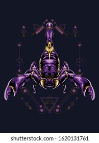 mythical scorpion king in geometric pattern background