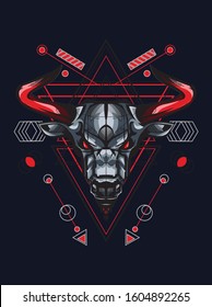 Mythical Taurus Bull Buffalo with Sacred Geometry magic astrology and alchemy 