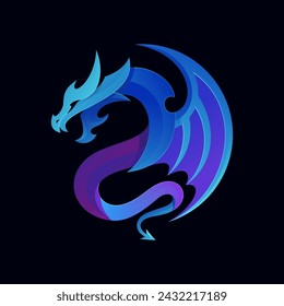 Mythological animal Dragon Colorful mascot logo vector template