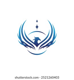 Projeto mitológico do logotipo do vetor do pássaro de fogo da Phoenix animal. Ilustração vetorial