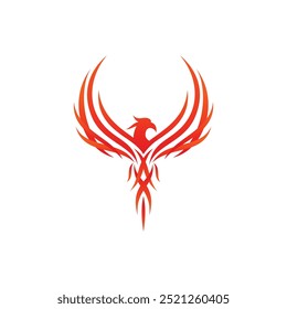 Mythological animal Phoenix fire bird vector logo design. Vector illustration