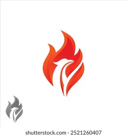 Mythological animal Phoenix fire bird vector logo design. Vector illustration