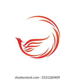 Mythological animal Phoenix fire bird vector logo design. Vector illustration