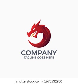 Mythological animals dragon mascot logo design template