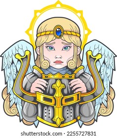 mythological archangel girl, design illustration