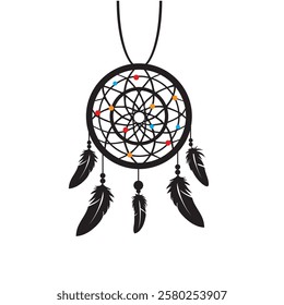 Mythological artifact dream catcher, vector illustration