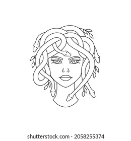 Mythological character Medusa Gorgon on white background.