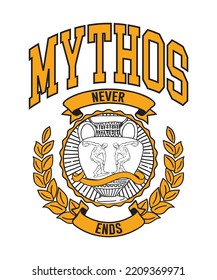 Mythological College Print for sweatshirt, t-shirt print and other uses.