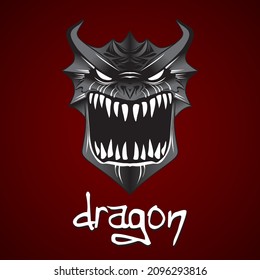 Dragón mitológico de criatura sobre fondo rojo oscuro