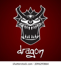 Mythological creature dragon on dark red background