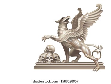 Mythological creature griffin on a white background