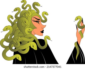 mythological creature, woman with snakes on her head