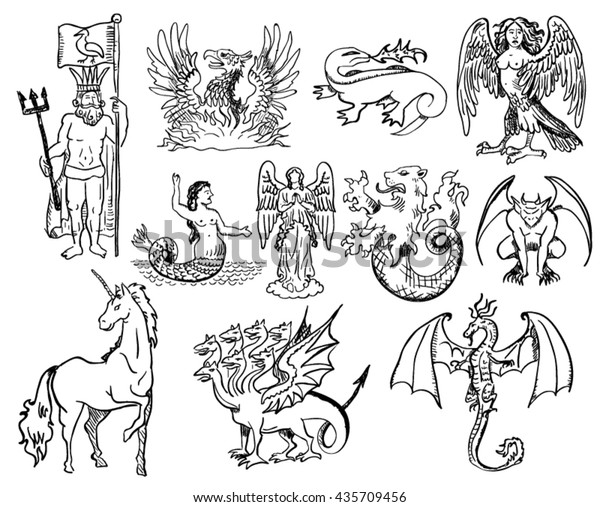 Mythological Creatures Stock Vector (Royalty Free) 435709456 | Shutterstock