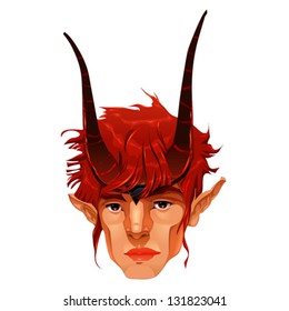 Mythological demon head. Vector isolated illustration.