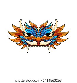 Mythological Dragon Head Artwork, with a combination of Chinese New Year colors