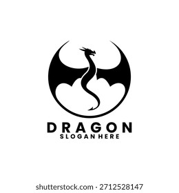 Mythologische Drachen Logo Design Vektor Vorlage. Design-Symbol des Circle Dragon-Logos